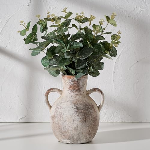 Siducal Rustic Ceramic Farmhouse Flower Vase With 2 Handles thumb #6