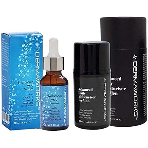 Dermaworks Men's Hydrating Skincare Set: Hyaluronic Acid face Serum + Moisturiser Cover