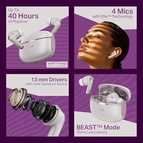 Image of Boat Airdopes 219, 4Mics ENx, 40H Battery, Best in Segment for Calling, Stream Ad Free Music via App Support, Bluetooth Earbuds, TWS Ear Buds Wireless Earphones with mic (Ivory Mist)