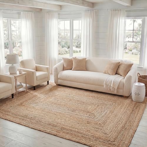 SAFAVIEH Area Rug 8x10 - Cape Cod Collection - Large - Natural Brown, Handmade Braided Flat Weave Jute (CAP252A)