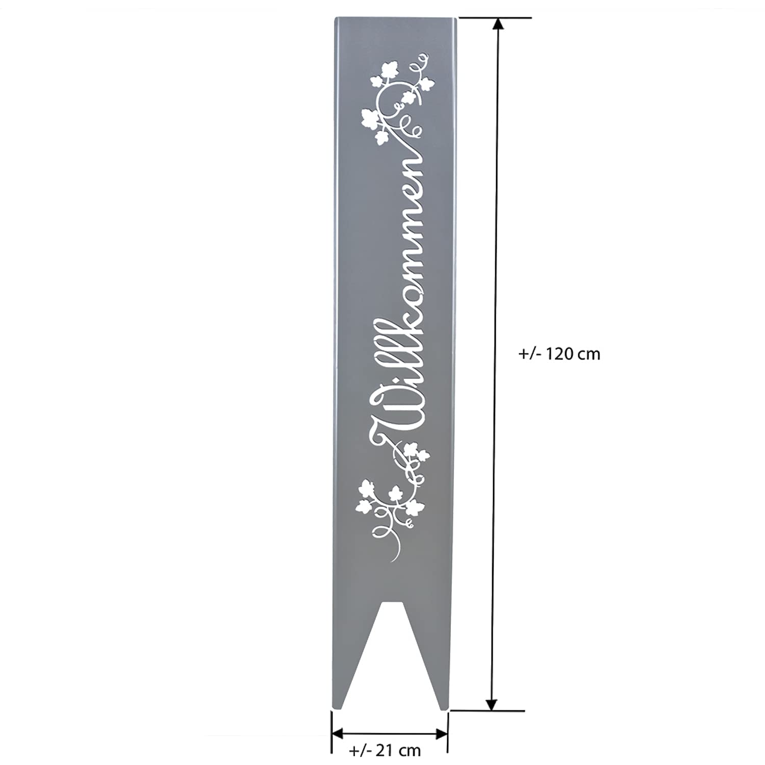 tuning-art EW100 Gartenstecker Gartenschild Willkommen | Edelrost Garten Deko | Abkantung | 120cm x 21cm