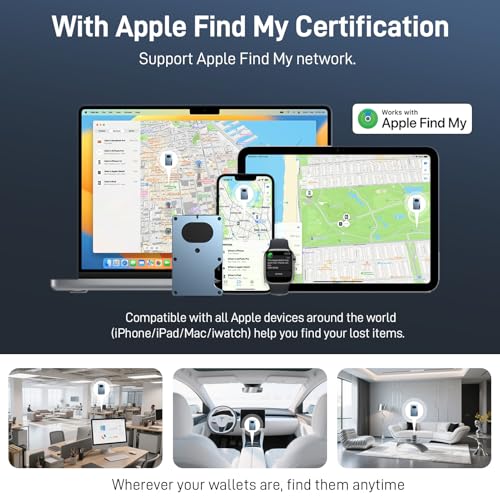 Image of Slim Wallet for Men, Air Wallet Build in Airtag Chip, Smart Wallet Compatible with Apple Find My iOS Only, Minimalist Front Pocket Wallets RFID-Blocking Card Holder with Money Clip (Blue)