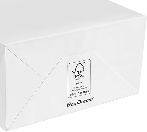 Miniatura 6 de BagDream Bolsas de regalo de 8 x 425 x 105 pulgadas 100 bolsas de papel kraft con asas a granel bolsas de regalo de papel blanco bolsas medianas de