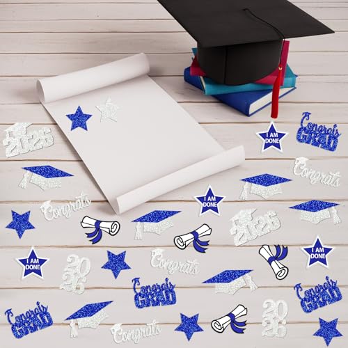 200Pcs Blue and Sliver Graduation Confetti 2026 Graduation Decorations 2026 Graduation Table Decorations Graduation Table Confetti 2026 Grad Table Decorations Blue Sliver Congrats Decorations
