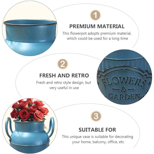 Linxiu LXSTSHPUS Farmhouse Decorative Flower Vase, Rustic Vases, Metal Galvanized Milk Can thumb #2