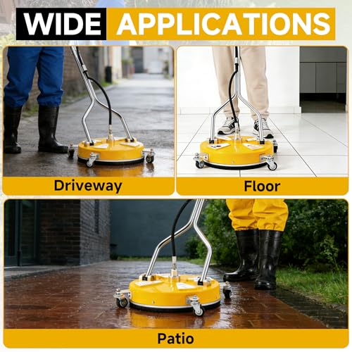 Image of Tool Daily 16.5 inch Pressure Washer Surface Cleaner with Dual Handle, Surface Cleaner for Pressure Washer Attachment with 4 Wheels for Driveway, Sidewalk, Patio, Deck Cleaning