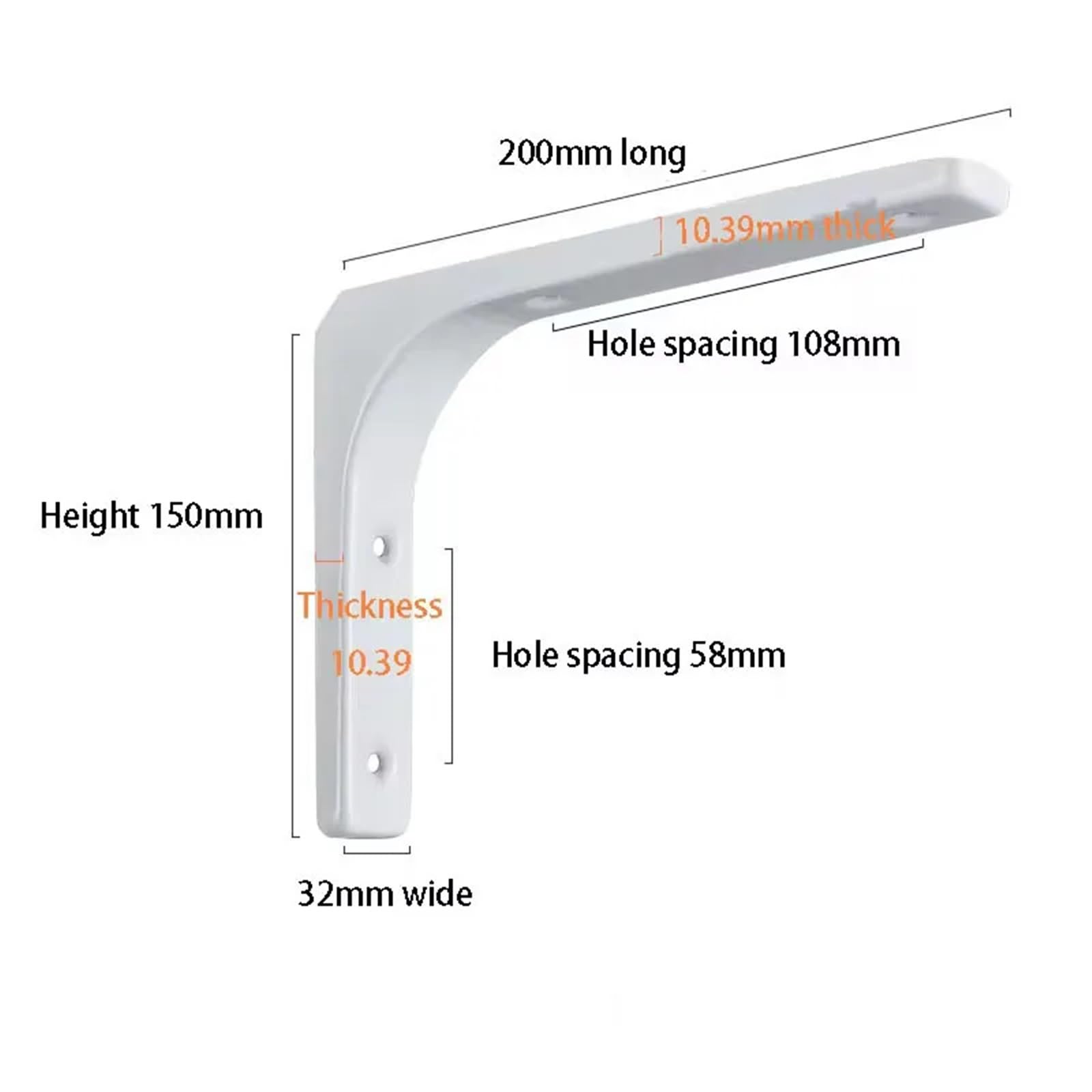 Staffe A L Mensole da parete galleggianti in acciaio inox bianco Bore Stand Supporto Hardware Home(White-B,4pcs)