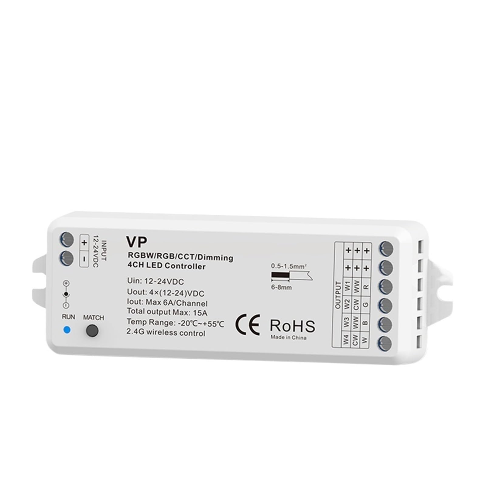 Controller RGB RGBW RF 12V 24V 15A 4 in 1 RGB RGBW LED Light Strip Controller Smart WiFi PWM 2.4G Telecomando Touch Wireless (Color : VP Controller Only)