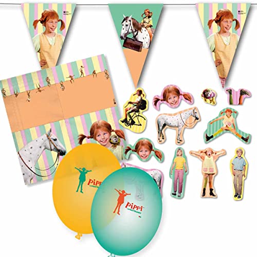 Firlefantastisch Der Partyshop Pippi Langstrumpf Dekoset Servietten, Wimpelkette, Konfetti und Ballons // Pippi Langstrumpf Partydekoration Cover