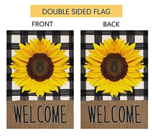 Blkwht RK-KE-163 Spring Summer Sunflower Garden Flag 12X18 Vertical Double Sided Buffalo Floral Welcome Farmhouse Outdoor Decorations Burlap Yard Flag Bw123 thumb #4