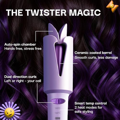 Image of Bombae Cordless Automatic Hair Curler Machine for Women | Ceramic Coated Barrel | Suitable for All Hair Types | Portable Hair Curler for Woman | Type-C Charging