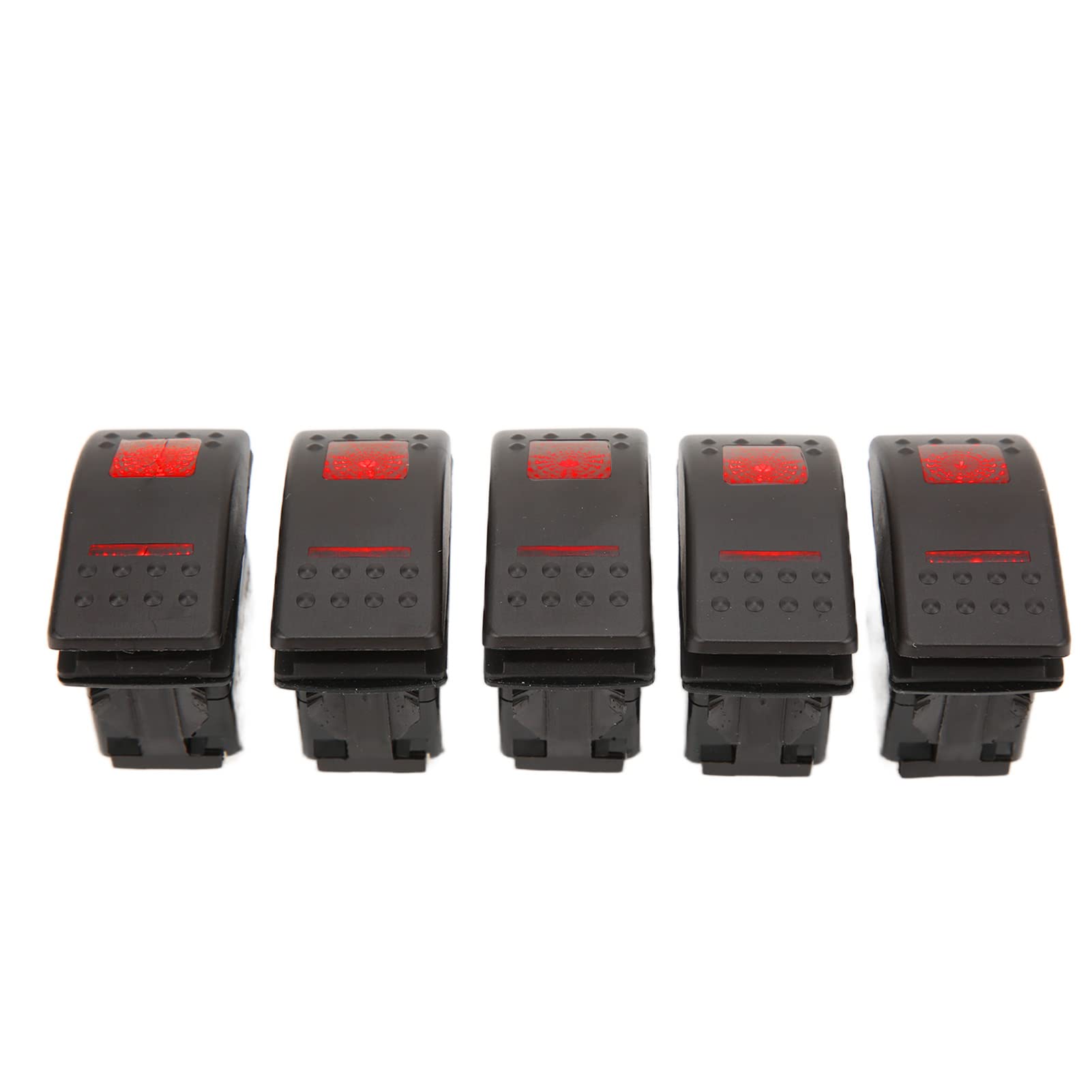 5 paczek SPST przełącznik kołyskowy 5 Pin czerwony podświetlany On Off 12 V 24 V 20A 10A dla samochodu SUV ATV 4x4 motocykl z naklejkami świecącymi w nocy