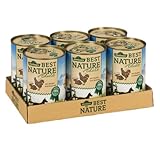 Dehner Best Nature Hundefutter, Nassfutter getreidefrei, für ausgewachsene Hunde, Huhn / Kaninchen / Nudeln, 6 x 400 g Dose (2.4 kg)