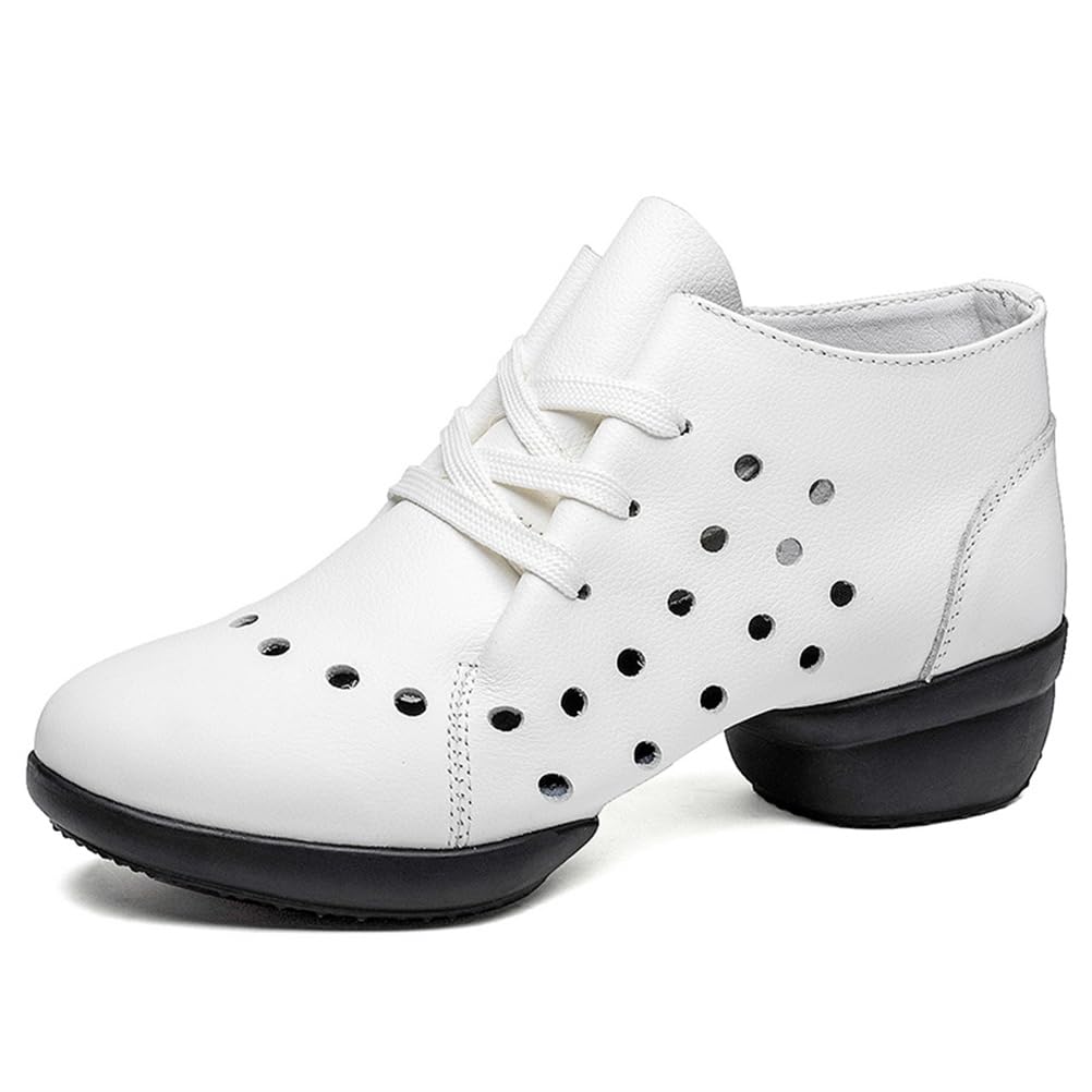 Scarpe da Jazz da Donna Allacciate Scarpe da Ballo in Pelle Suola Divisa Cuscino d'Aria Moderna Piattaforma Calzature da Ballo