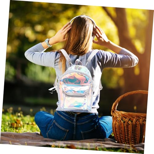 Sac à dos holographique transparent à reflets changeants avec finitions chic PU - 7