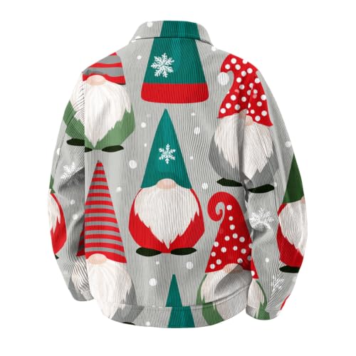 Mens Corduroy Jacket Vintage Christmas Print Casual Lapel Collar Coat - image 5