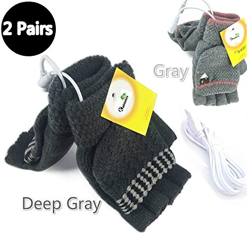 Women's & Men's 2 Pack USB Heated Gloves Mitten Winter Hands Warm Laptop