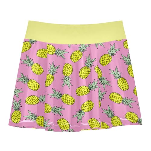 Girls Skorts High Waist Athletic Skirts with Shorts Pineapple Stretchy Teens Performance Tennis