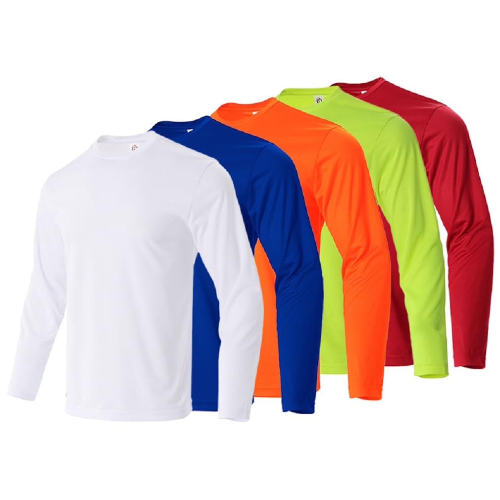 Facitisu Men Long Sleeve T Shirts Pack Quick Dry Athletic Running Activewear