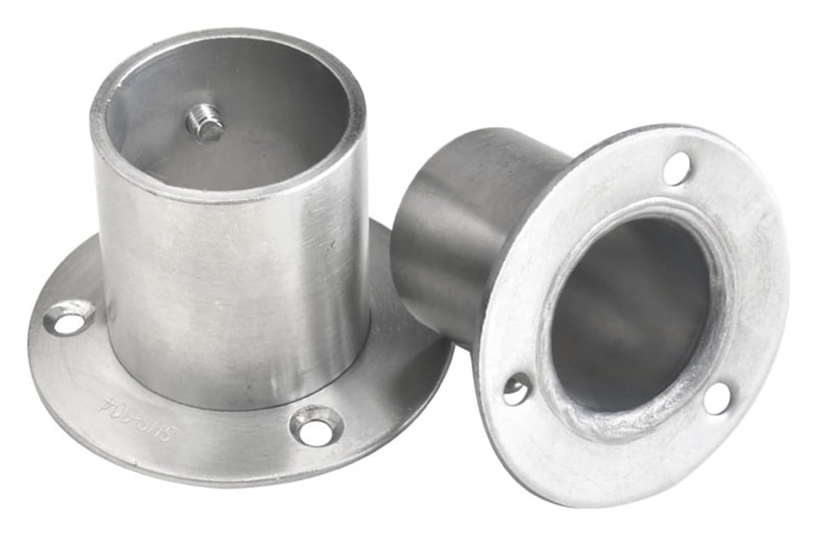 Ugzpwqlnx 16Mm Stainless Steel Pole Socket Flange Rod, Stainless Steel Pipe Bracket 19-32Mm Hanging Rod Socket Tube Flange 2 Pcs For Wardrobe(16Mm)