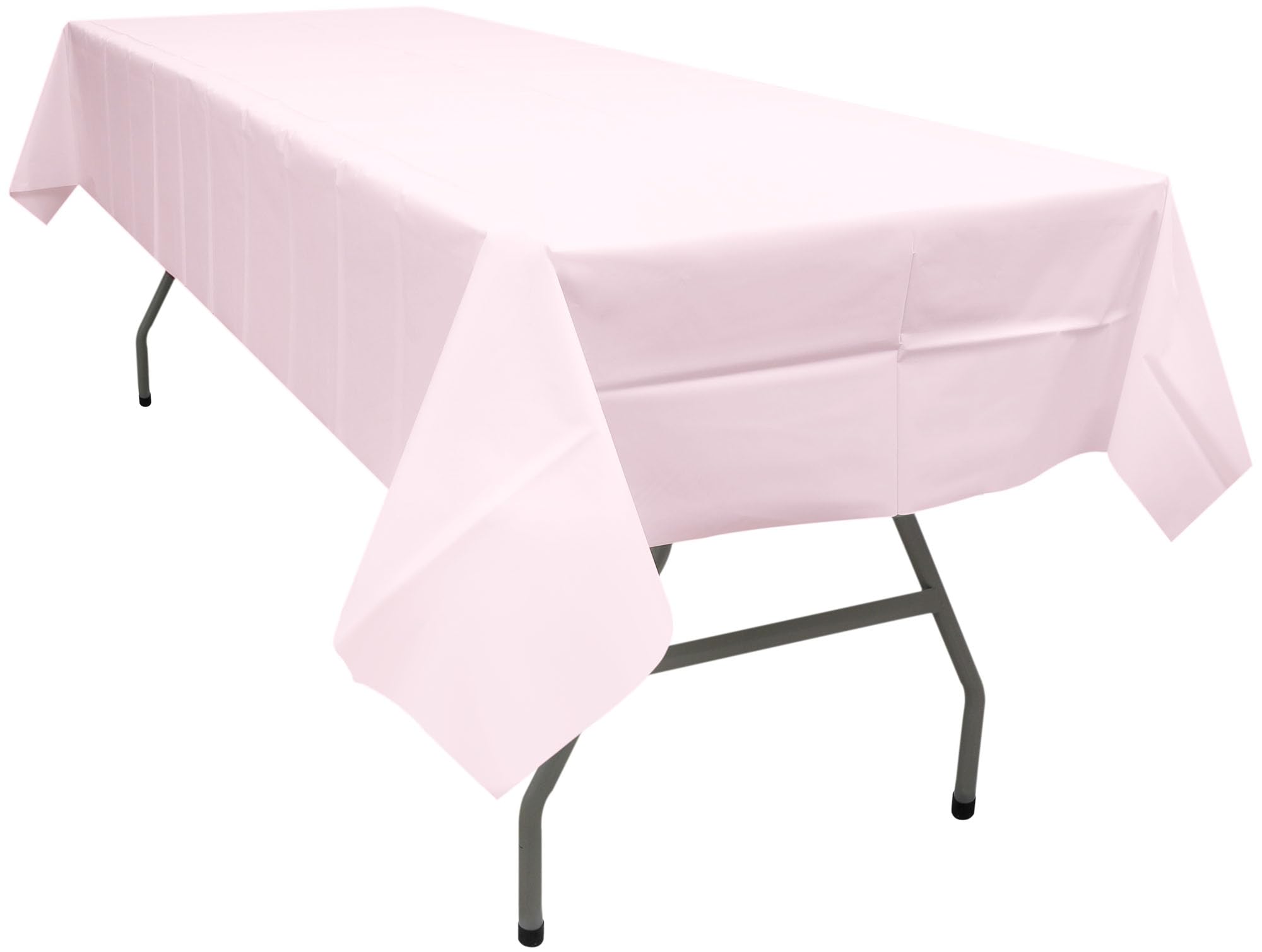 Party Ulyja Blush Pink 2 Pack Plastic Tablecloth Rectangle 54 x 108 Inches Disposable Pale Pastel Pink Reusable Table Covers for Dining, Birthday, Wedding, Picnic, Event and Outdoor Use — view 2