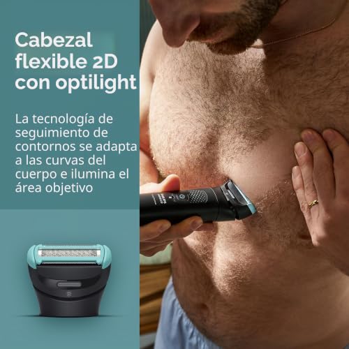 Afeitadora corporal masculina Philips Norelco 7000 impermeable con cabezal de triple protección 5