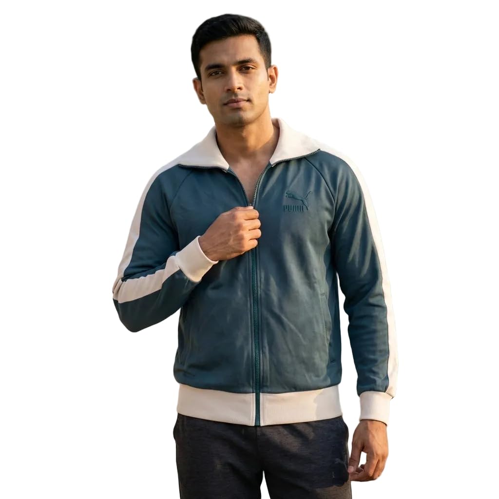 Puma Polyester Blend Men's Solid Standard Length Jacket in neutral