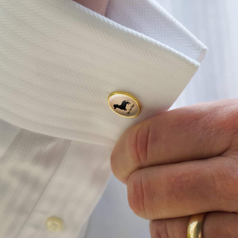 GRAPHICS & MORE Personalized Custom Dachshund Wiener Dog 1 Line Round Cufflink Set Gold Color