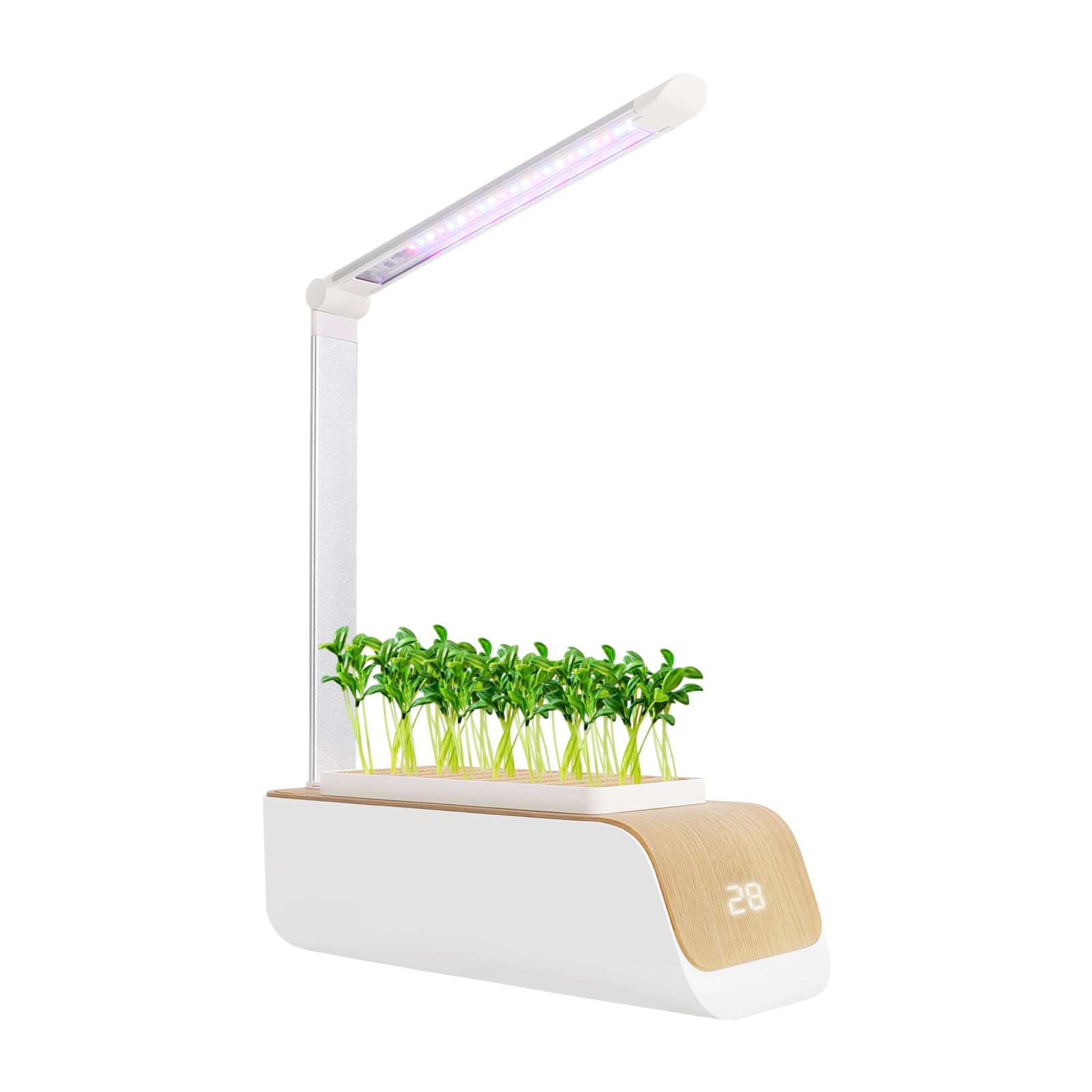Sistema di impianto idroponico con luce a LED, irrigazione automatica e 3 colori di luce (rosso/blu/bianco), per erbe, verdure e fiori, con indicatore di temperatura e rilevatore di livello