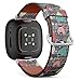 CJBROES Replacement Leather Watch Band, Compatible with Fitbit Versa 3 and Fitbit Sense of Wristband Bracelet Accessory - Bright Concept Made