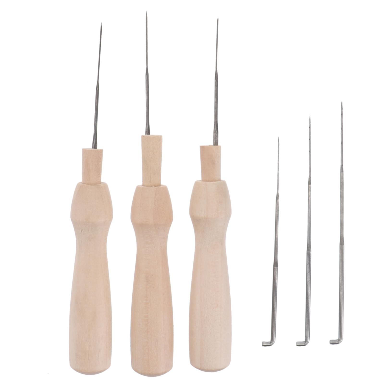 HOMSFOU 60Pcs Needle Felting Needles Set Wool Felting Tools Kit with Wooden Handles Clear Storage Bottles for Easy DIY Crafting and Needle Felting Projects