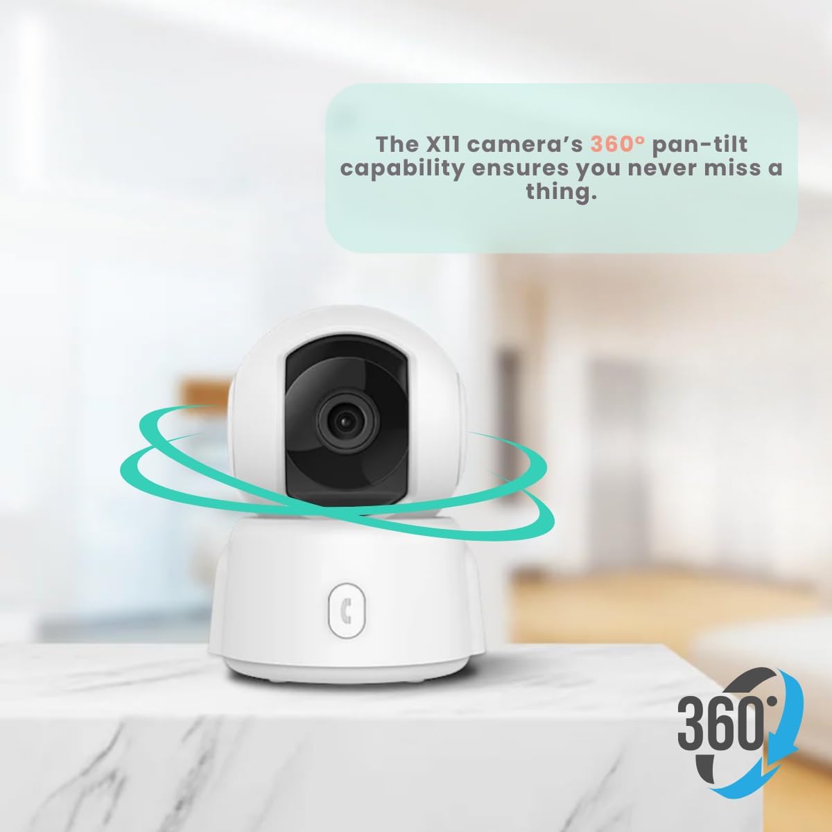 VicoHome X11 3K Security Camera Indoor – 360° Rotating WiFi Camera, Smart Motion Tracking, Two-Way Audio, Night Vision, AI Detection, One-Touch Call to Phone, Baby Monitor & Pet Cam, Alexa & Google