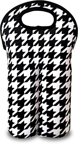 LeMarque Designer Neoprene Wine Tote/Wine Bag, 2-Bottle (Houndstooth)