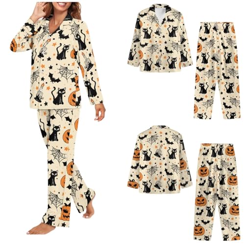 Men and Women Matching Outfits Lightweight Button Down Long Sleeve Pjs Set Comfortable Pjs Lounge Set with Pocket3