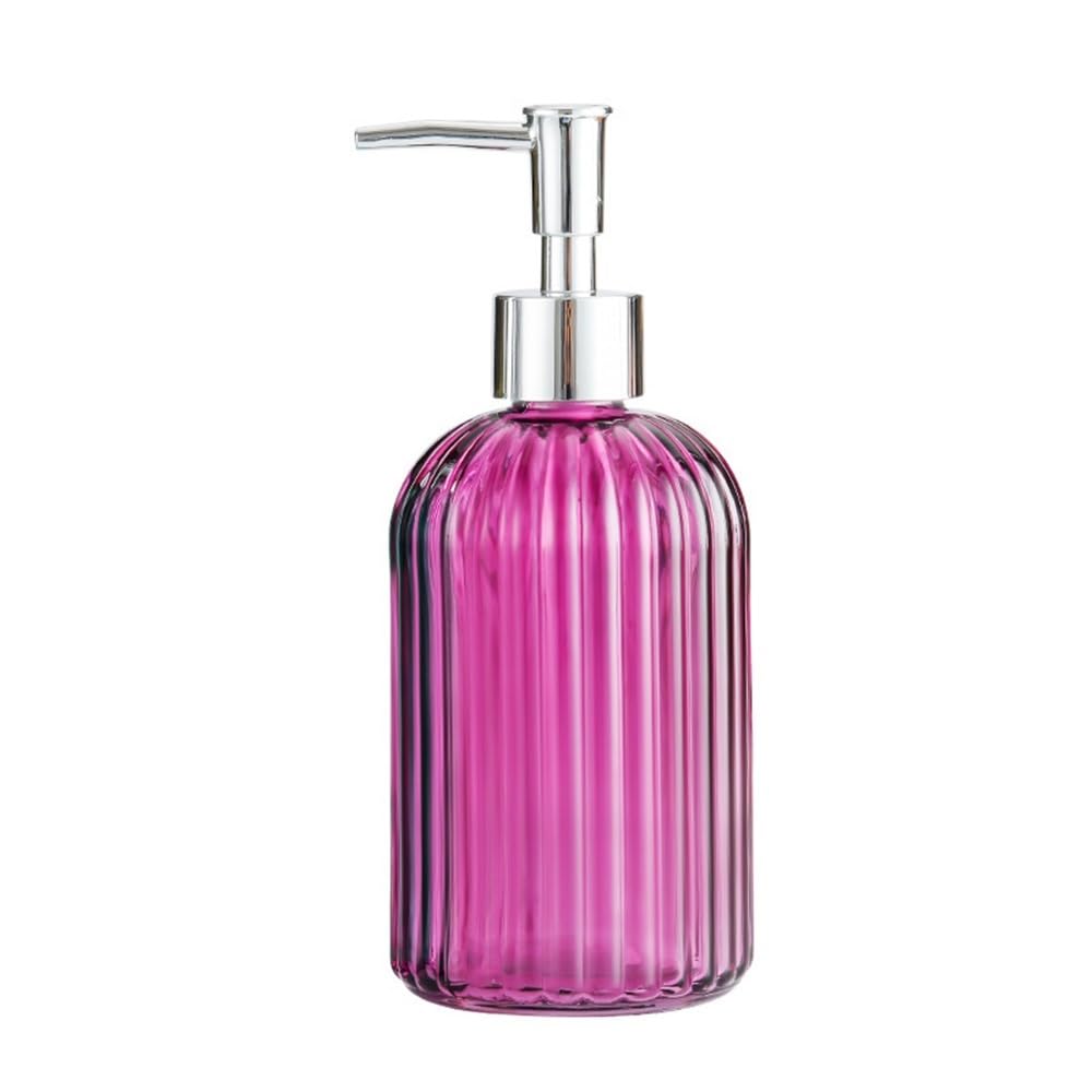 Home 400ml Vertical Stripe Round Push Lotion Dispenser Bottle Bathroom Soap Pink Hotel/Kitchen/Bathroom Available Shower Dispensers