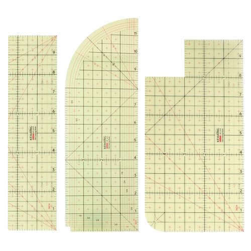 3 Pieces Hot Hem Ruler for Sewing Ruler Heat Resistant Ruler for Quilting and Sewing Tool Thin Pattern Making Clean Measuring Non-Slip Pressing Tool