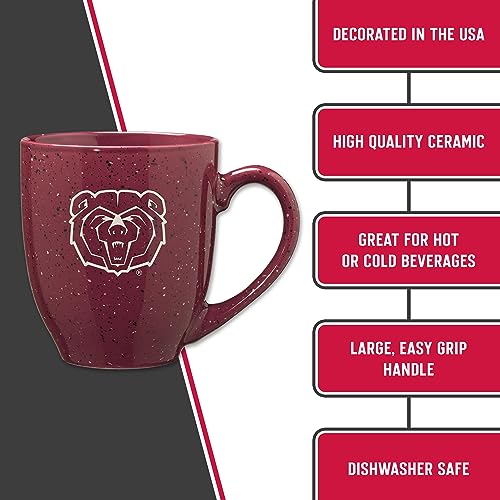Image of Rico Industries NCAA Missouri State Bears Maroon Personalized 16 oz Team Color Laser Engraved Speckled Ceramic Coffee Mug