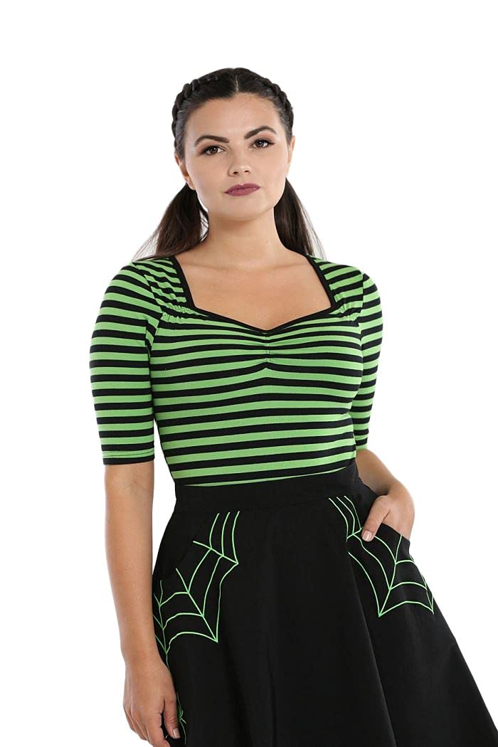 Hell Bunny Women's Multicolor Warlock Stretchy Striped Jersey Top | Size: Large