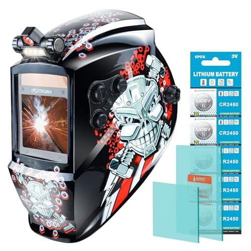 Image of TRQWH Welding Helmet Auto Darkening Large Viewing True Color Solar Powered Welding Mask with 4 Arc Sensor Adjustable Wide Shade Range 4~5-8 /9-13 Welder Mask with Grinding