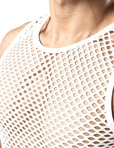 Image of JOGAL Men's Mesh Fishnet Fitted Sleeveless Muscle Top