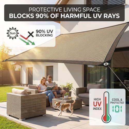 Toldo de protección solar resistente al viento con ojales tela de lona sombra exterior 4