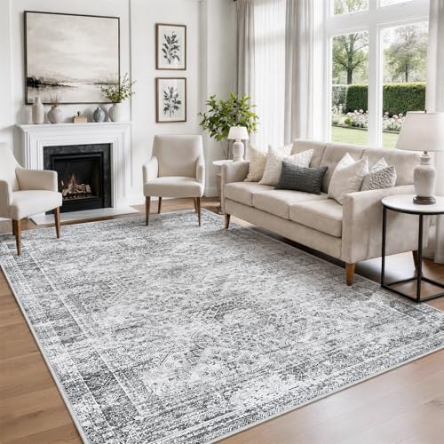 8x10 Area Rugs for Living Room Washable Bedroom Dining Room Grey - Image 3