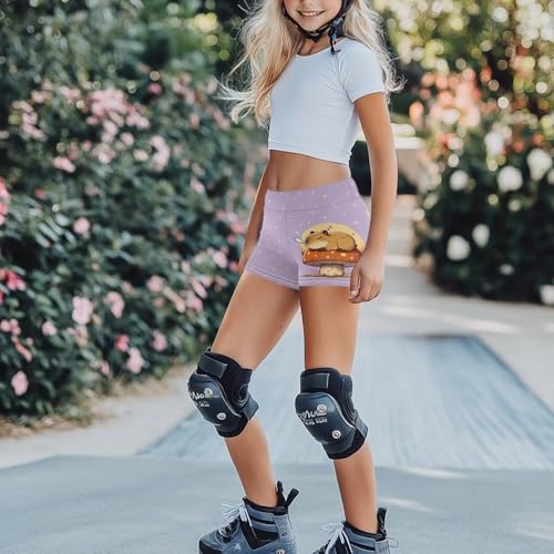 Girls Athletic Shorts Size 5-14 Stretchy High Waist Shorts for Kids Biker4