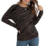 VIISHOW Women's Casual Leopard Pullover Long Sleeve Sweatshirts Top Blouse,Brown Leopard,XX-Large