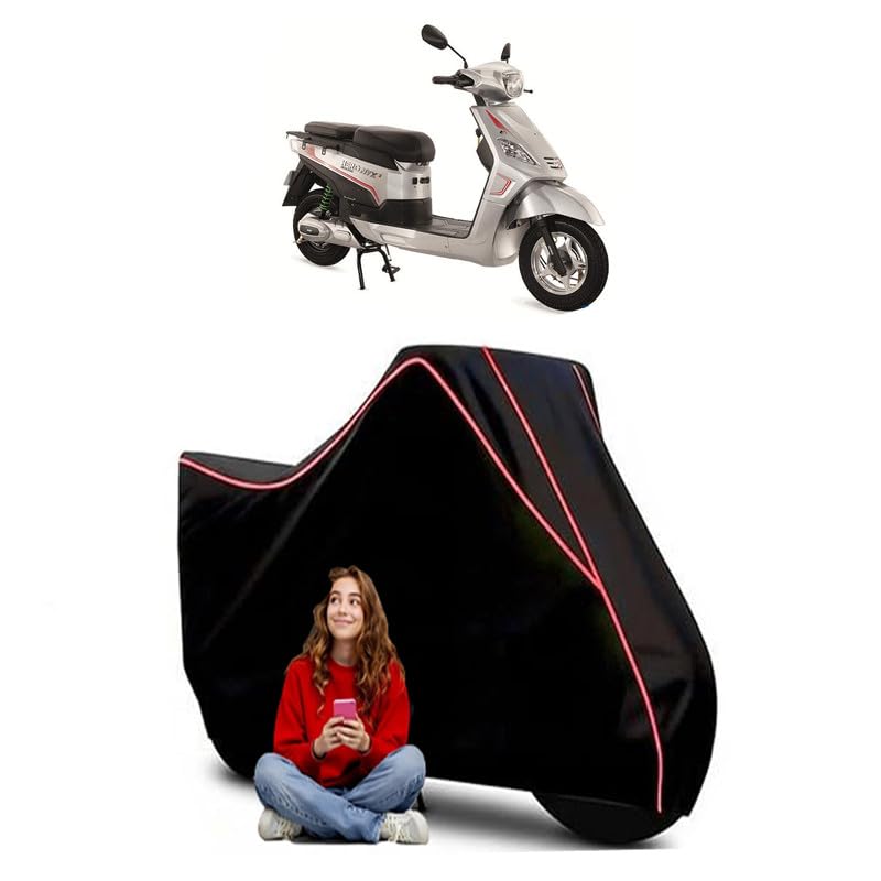 Image of NYX HS500 ER Scooty Bike Cover Water Resistant Outdoor Use Universal Fit Scooters Motorcycles Heavy Duty UV Protection Dust Rain Scratch Resistant Elastic Bottom Black Blue Piping
