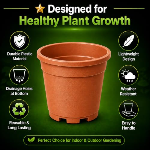 Image of Indian Gardens - 4 inch Indoor (Pack of 10) Plastic Small Colour pots | Plastic Plant Pot for Terrace Garden (Terracotta)