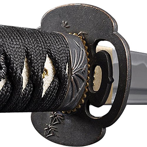 Handmade Sword - Unsharpened Iaido Trainging Katana Sword, Aluminium Alloy Blade, Handmade, Full Tang, Brass Fittings, Bamboo Alloy Tsuba, Black Scabbard