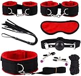 Bondage Kit Straps Queen Sized Bed Restraints for Ankles and Wrist King Size Bed Straps for Adult Play Women Sex Tied Down for Couples Under Matress Sex Fuzzy Handcuffs Bedroom Blindfolds Toy Sweater