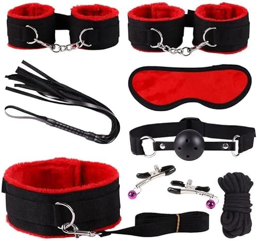 Bondage Kit Straps Queen Sized Bed Restraints for Ankles and Wrist King Size Bed Straps for Adult Play Women Sex Tied Down for Couples Under Matress Sex Fuzzy Handcuffs Bedroom Blindfolds Toy Sweater