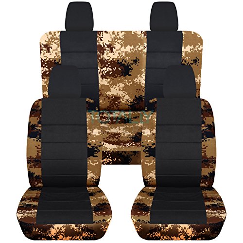 Totally Covers Compatible with 2011-2018 Jeep Wrangler JK Camo & Black Seat Covers: Tan Digital Camouflage - Full Set: Front & Rear (19 Prints) 2-Door/4-Door Solid/Split Bench